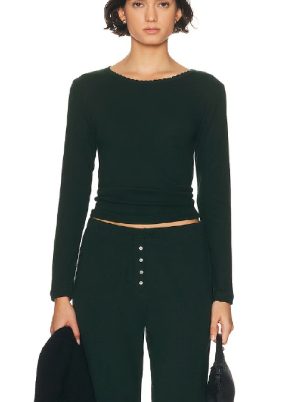 LESET Pointelle Long Sleeve Top